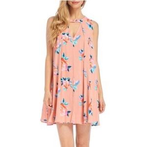 Peach floral mini dress. Size small.